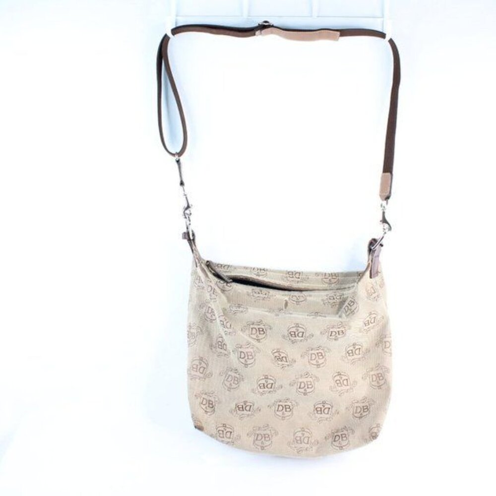Dooney & Bourke Brown Canvas Logo Crossbody Purse Shoulder Bag Medium - Picture 2 of 6